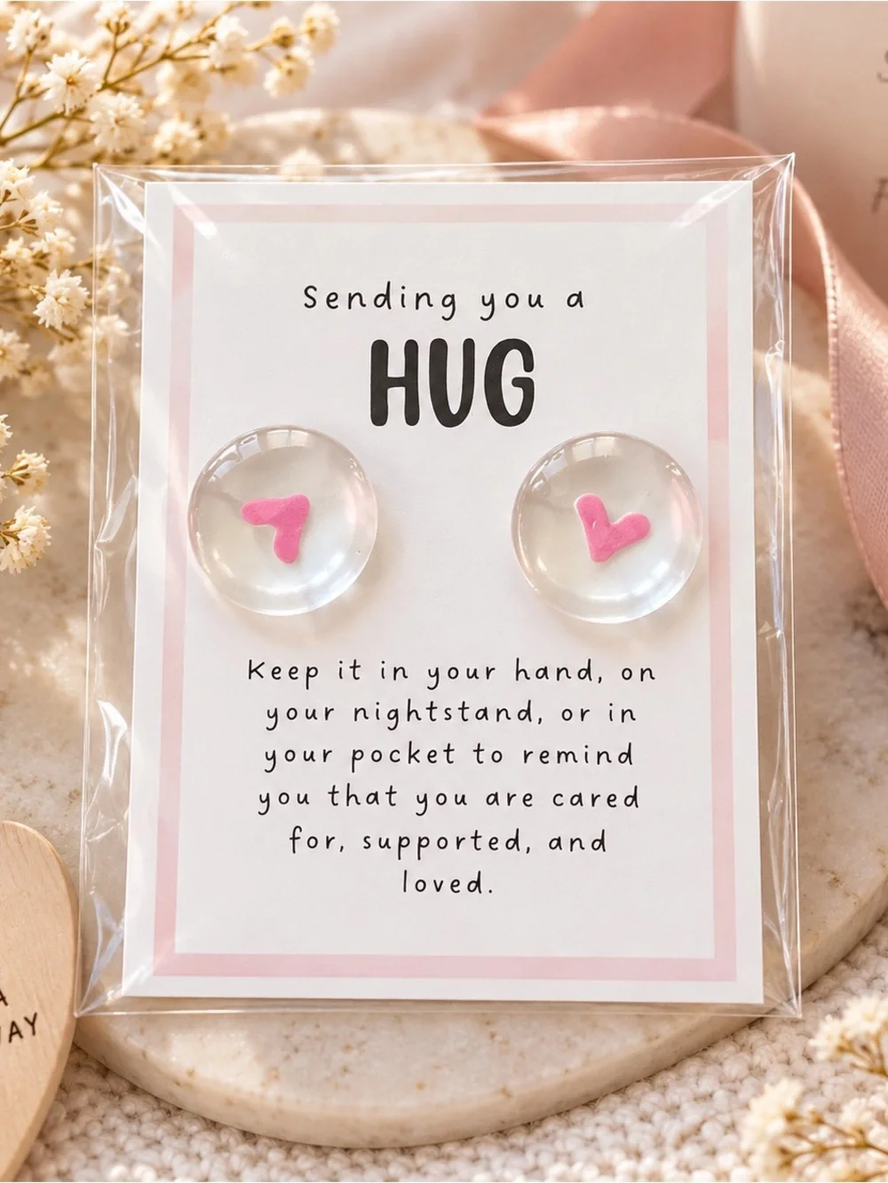 Sending You a Hug Pink Heart Pocket Token Set by